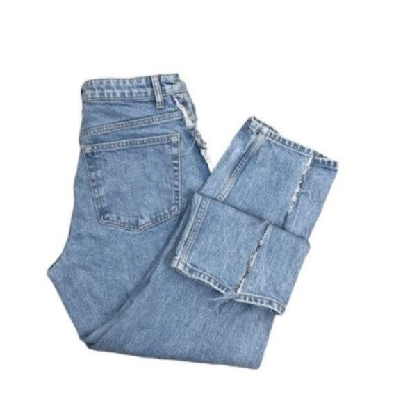 Topshop Bleached Raw-cut Hem Straight Jeans Hemmed to Cropped Size 30 - Picture 10 of 12
